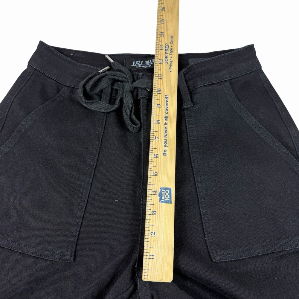 Judy Blue Jogger Pants Black High Rise Drawstring Utility Size 7/28 Stretch - Picture 7 of 8